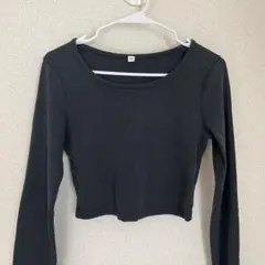 【早い者勝ち／お値下げ済み】ブラックリブ編み長袖トップス