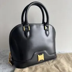 美品カランダッシュCARAN dACHEブラックハンドバッグゴールド金具自立袋付