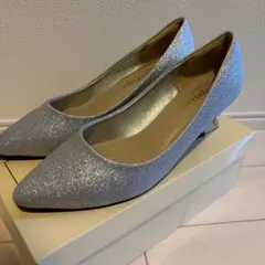 シルバー グリッター パンプス 前撮り　結婚式