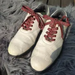 footjoy ゴルフシューズ 赤チェック靴ひも