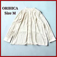 最終価格 美品 ORIHICA バンドカラー ブラウス 白 比翼ボタンフォーマル