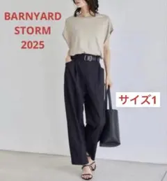 【2025年製】リネンストレッチテーパードパンツ♪バンヤードストーム♪黒♪涼しいのサムネイル
