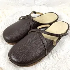 未使用級 KOOS コース シボ レザー サンダル クロスベルト ストラップ