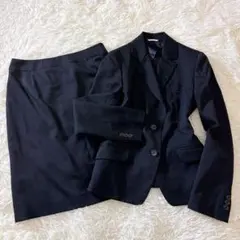 洋服の青山 n line セットアップ スカート スーツ ブラック ストレッチ
