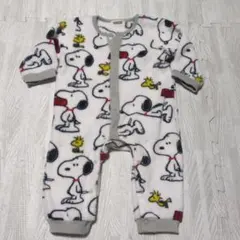 PEANUTS スヌーピー もこもこ 前開き 長袖ロンパース 70〜80cm