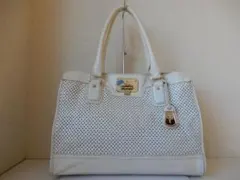 本革☆コール・ハーン☆B5対応☆肩掛けOK☆レザーハンドバッグ　アイボリー