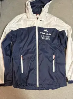 Kappa ナイロンジャケット ITALIA ロゴ フード付き ネイビーホワイト
