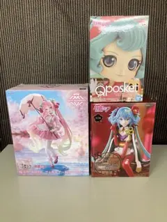 初音ミク 3点セット（ヌードルストッパー 椿・AMP桜ドレス・Qposket)