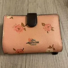 COACH 二つ折り財布 花柄 ピンク