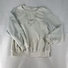 CUTE LOVE ホワイト 長袖 トップス ネックレス風プリントA10