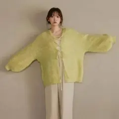 mideal 2way mix color lace up cardigan