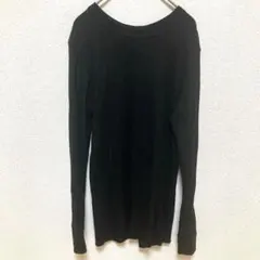 フルーツオブザルーム ワッフル カットソー クルーネック 長袖 M 黒 無地のサムネイル