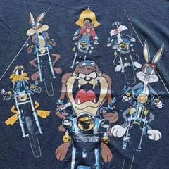 3791 ルーニーテューンズ スターウォーズ ビッグプリント Tシャツ 黒 