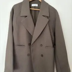 ブラウン ダブルブレスト テーラードジャケット