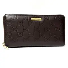 GUCCI 長財布　ハートチャーム　ラウンドファスナー　ダークブラウン　GG GUCCI 長財布 ハートチャーム ラウンドファスナー ダークブラウン GG