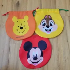✨新品未使用✨ディズニー 巾着袋 3点セット　ミッキー　プーさん　チップ