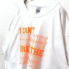 ギルダン アイキャントブリーズ#BLM Tシャツ ホワイト 白 XL 古着