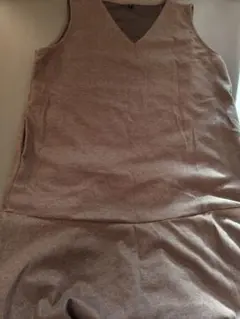 1回着☆Vネックジャンパースカートブラウン起毛☆サイズＬ