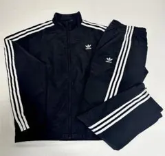 adidas アディダス ブラック 黒白 ストライプ ジャージセットアップ