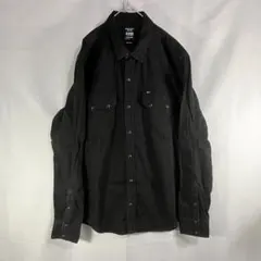 【ウエスタン長袖デニムシャツ】ブラック/スナップボタン/Wポケット/XLのサムネイル