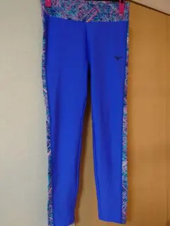 試着のみ Mizuno グラフィックパターン タイツ 青 水陸両用 L