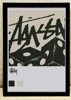 161 stussy アートポスター　アメリカンレトロ　額付き
