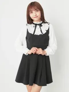 Ank Rouge フリル付き黒ワンピース