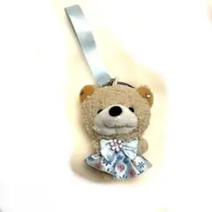 クマのぬいぐるみマスコット 青いドレス