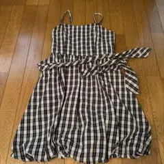 極美品 アディアム クロッカスワンピース ノースリーブ ギンガム 