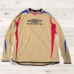 【新品タグ付】アンブロ 長袖 トレーニングシャツ L　ゴールド×レッド×ブルーのサムネイル