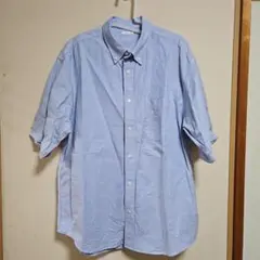 水色 半袖ボタンシャツ
