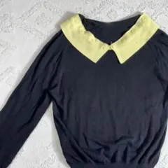 OPENING CEREMONY トップス ボタン付き襟の黒いニット長袖トップス