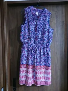 GAP M ネイビー花柄ノースリーブワンピース
