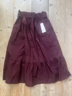 ユニクロ UNIQLOハイウエスト リボンフリル フレアスカート サイズM 新品