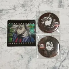 鬼滅の刃 ダイニング フィルム風クリアカード 缶バッジ 童磨 竈門炭治郎