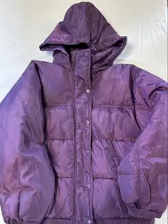 パープル ダウンジャケット フード付き