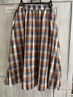 GU チェック柄 フレアロングスカート　XL