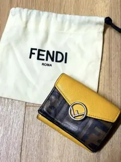 FENDI 三つ折り財布 イエロー ブラウンのサムネイル