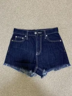 One Way 濃紺デニムショートパンツ フリンジヘム　Ｓサイズ