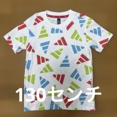 お値下げ　美品　アディダス Tシャツ 130 半袖 白 総柄　綿100%
