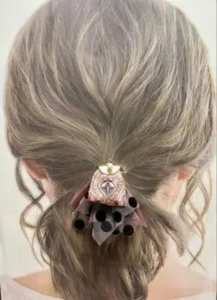 ハンドメイド　インド刺繍リボン　ヘアゴム