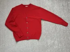 レッド Vネック カーディガン Sサイズ