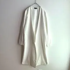 4881 rienda リエンダ　ノーカラーコート　長袖　白　M ロング