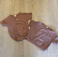 【送料込】リンクコーデ　半袖トップスとロンパース　2点セット