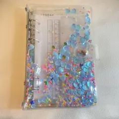 A6 シャカシャカ シールバインダー シール帳 リフィル付き 水色 スパンコール