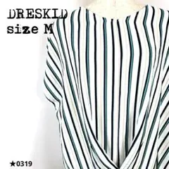 DRESKIP ドレスキップ ストライプ ブラウス M 0319★