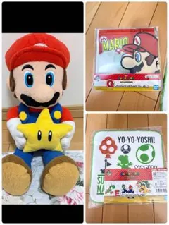 新品マリオ1番くじA賞 マリオのおしゃべりぬいぐるみシールジッパーヨッシータオル