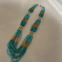 ターコイズブルー 多層ビーズネックレス