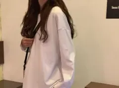 ビッグシルエット変形ロンTチュニックカットソー