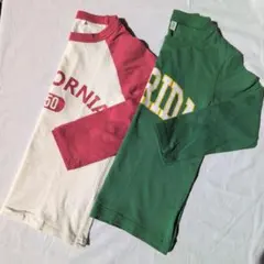 長袖カットソー 長袖Tシャツ グリーン ホワイト/レッド 120センチ 男の子